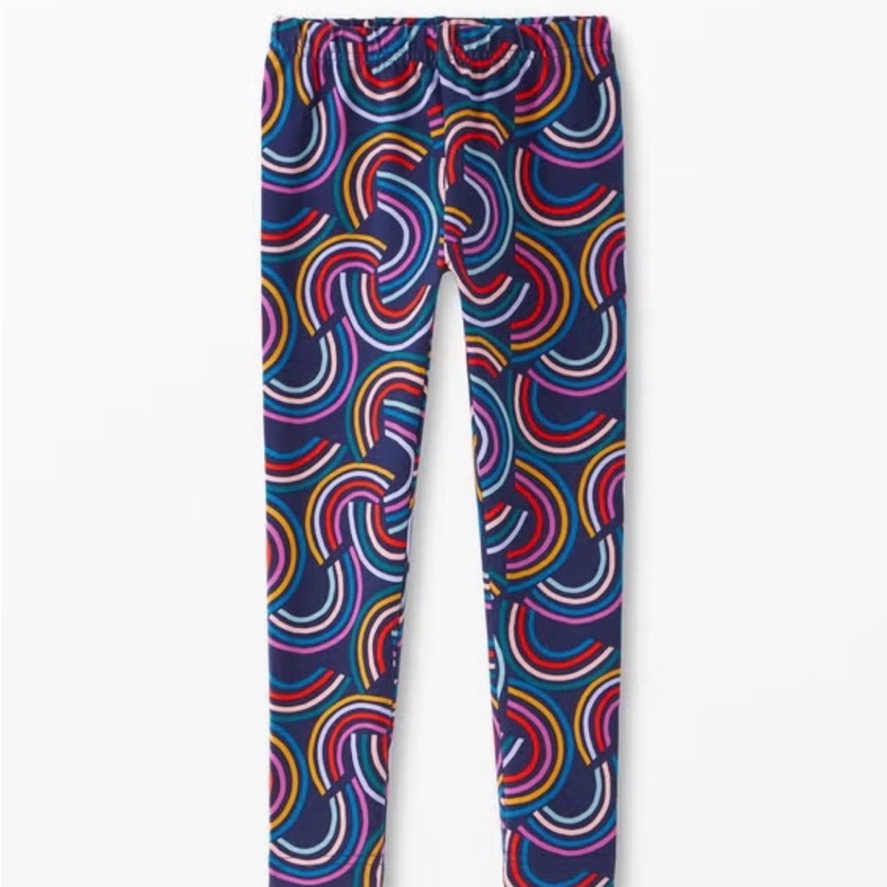 Hanna Andersson Navy Leggings with Multicolor Rainbow Arcs | size 5